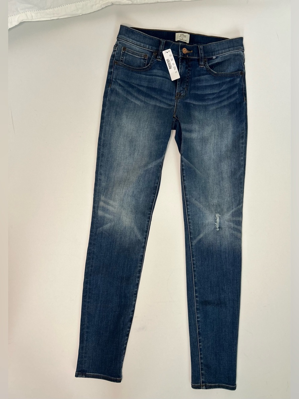 NWT J.Crew 8" Toothpick Tall Skinny Jeans Medium Wash Distressed Size 27T - Picture 3 of 10